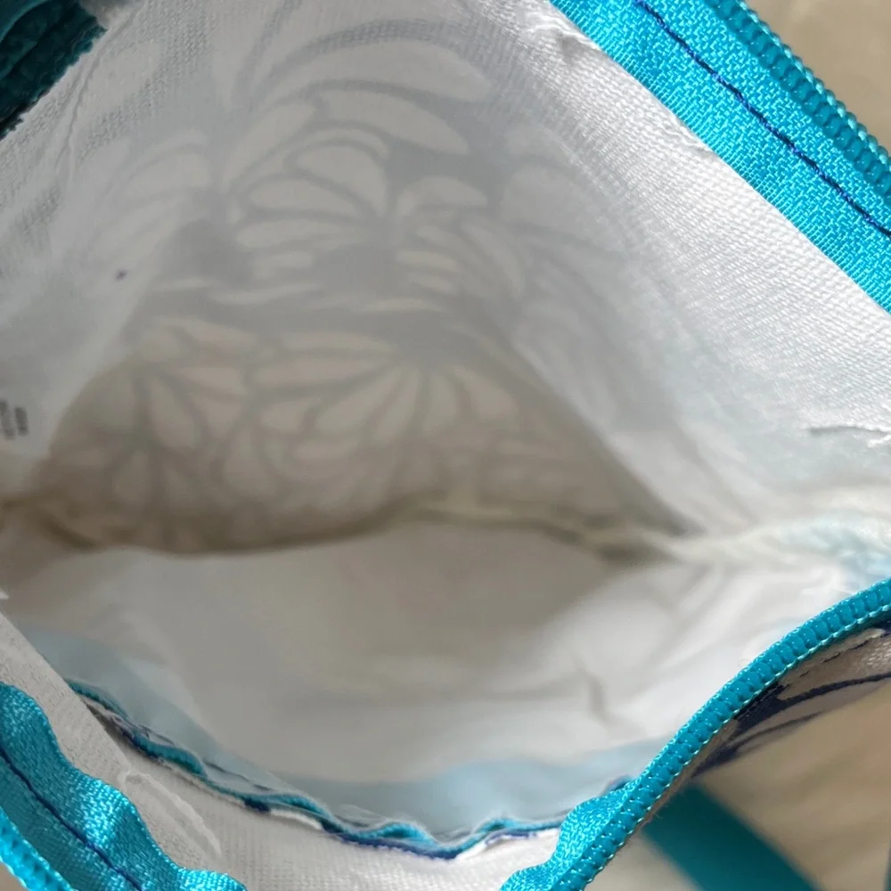 Ron Jon Blue White Floral Crossbody Zipper Bag